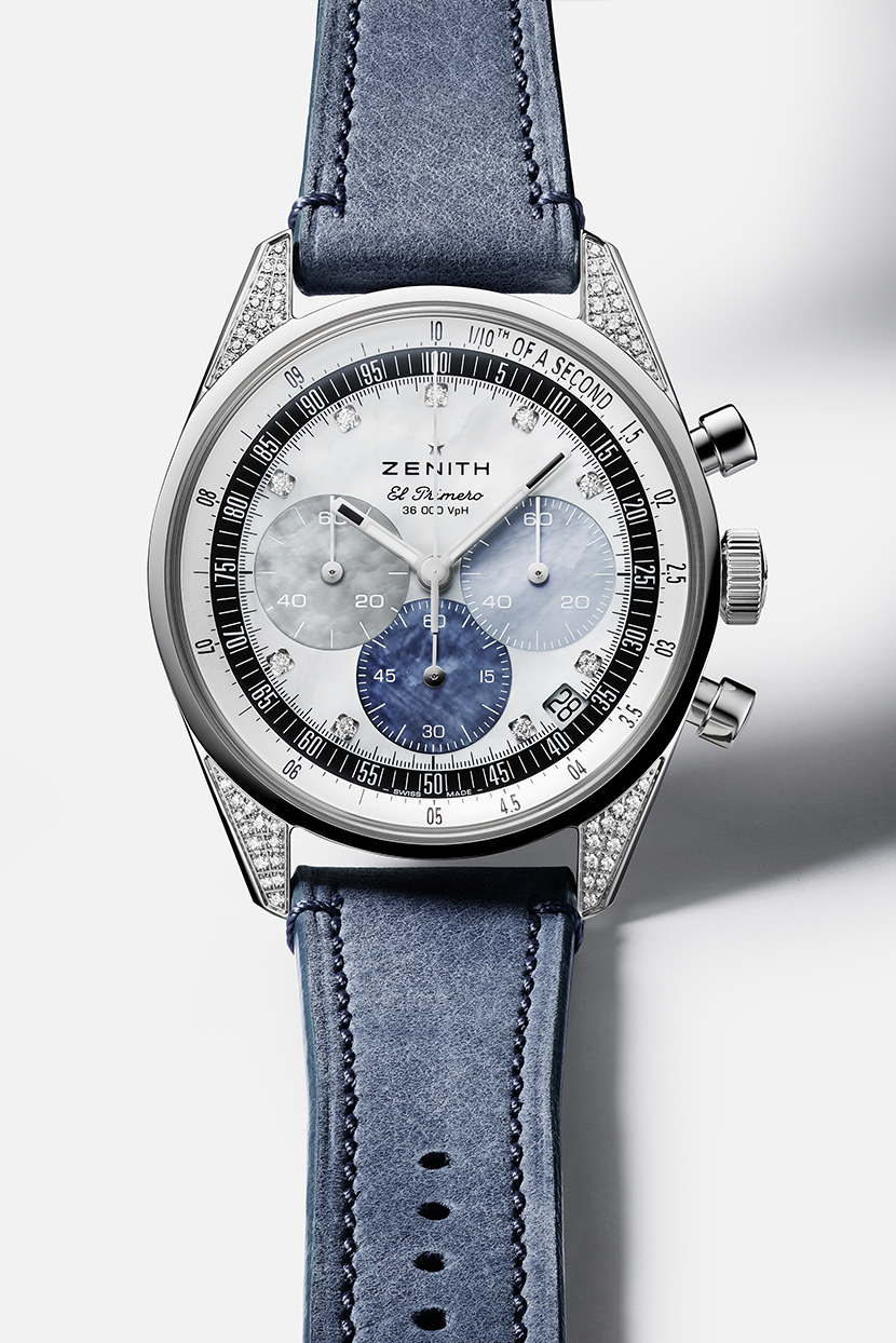 Picture of Sheila Sim wearing the CHRONOMASTER Original mother-of-pearl dial