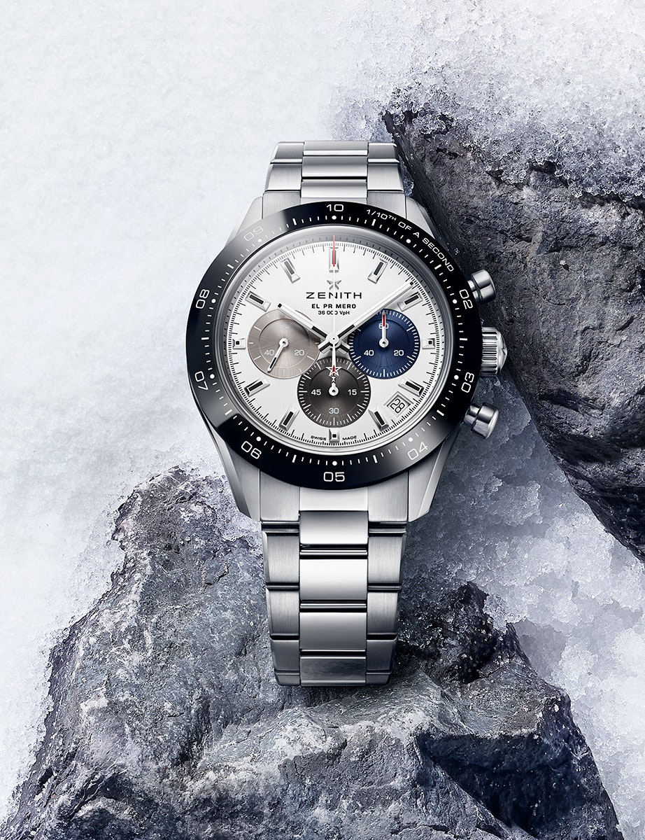 CHRONOMASTER Sport 1/10th of a second El Primero chronograph in steel with white dial and steel bracelet