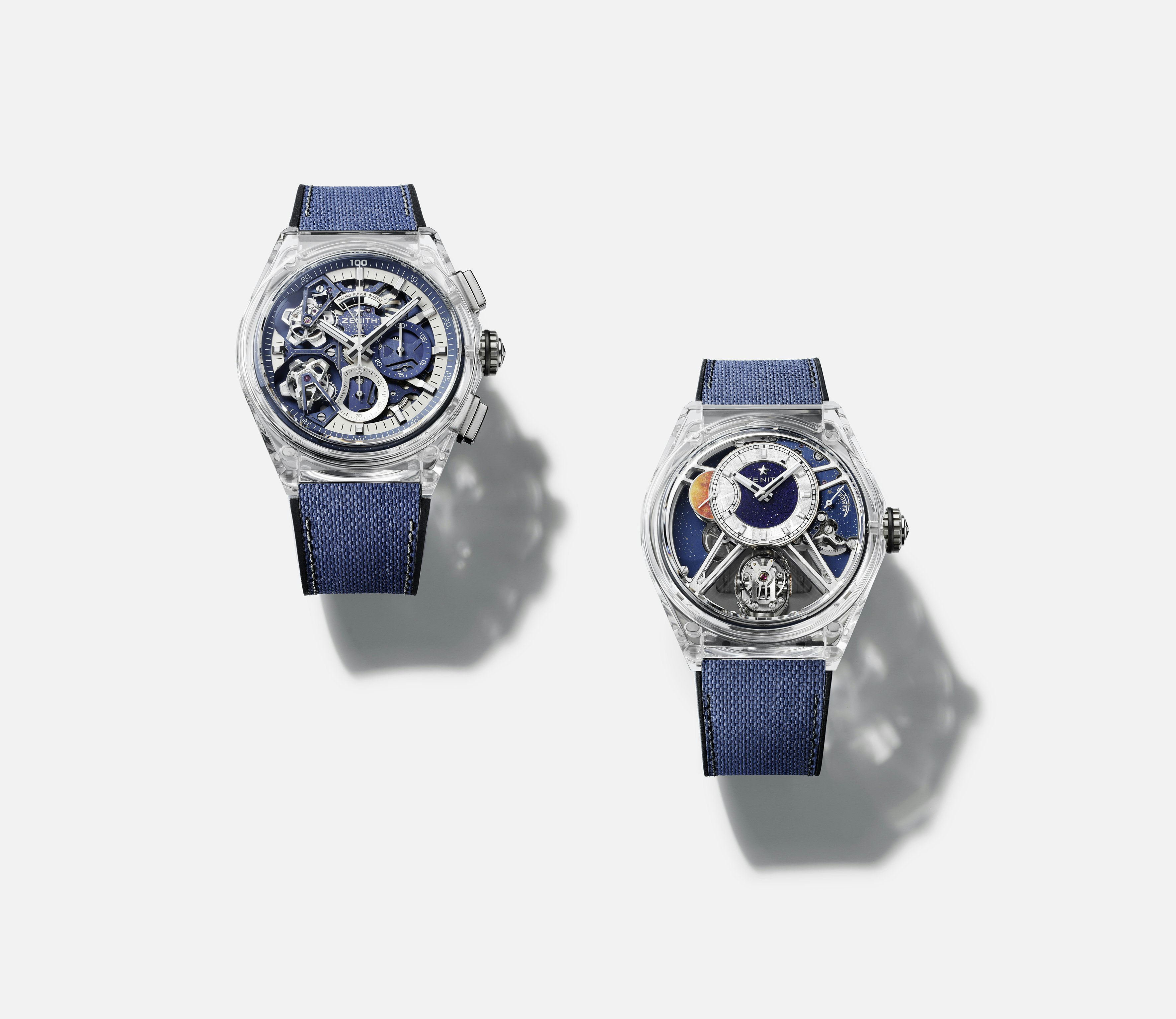 The DEFY Zero-G and DEFY DOUBLE TOURBILLON in transparent sapphire