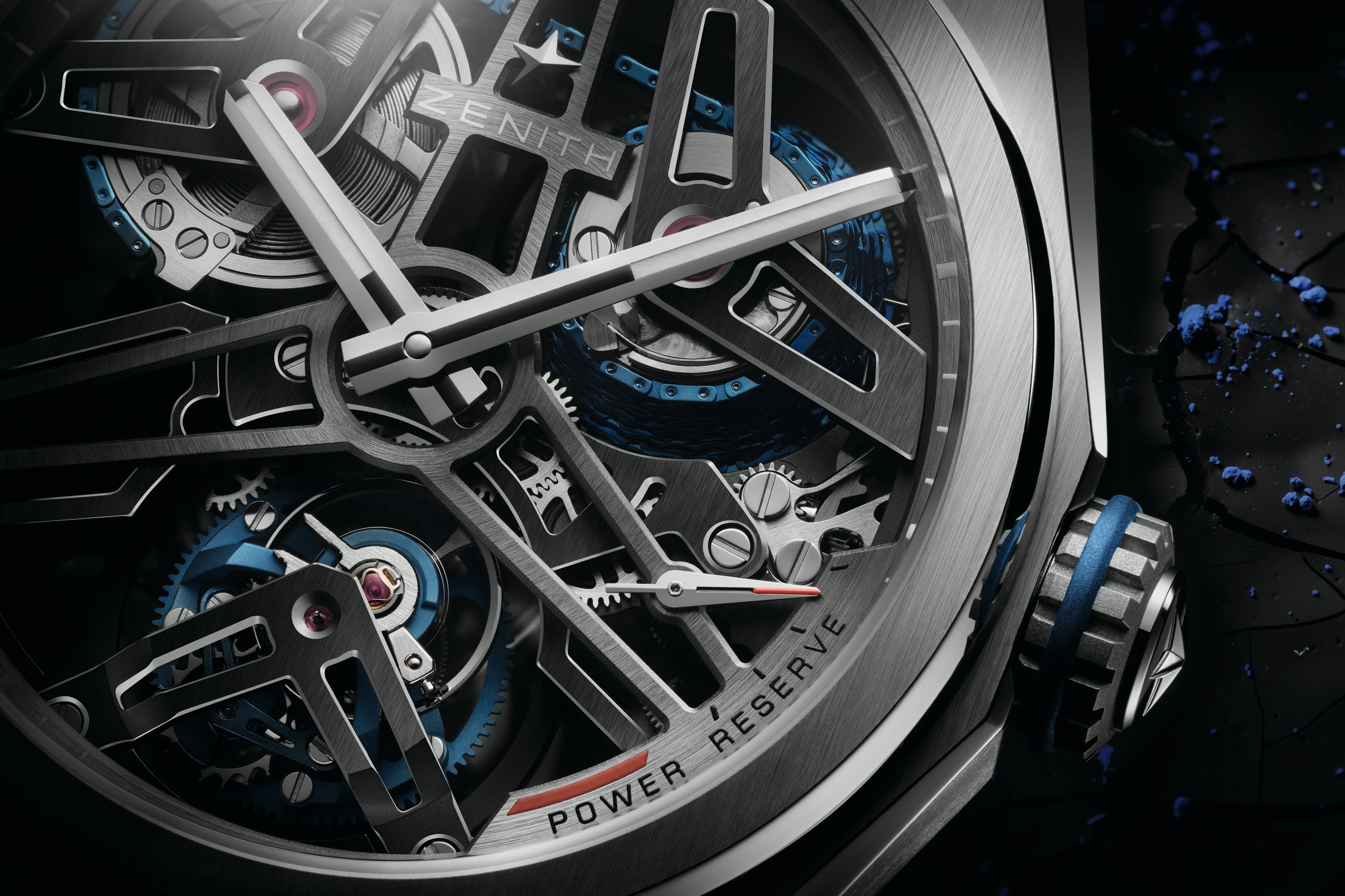 Zenith DEFY Fusee Tourbillon Platinum watch is a futuristic skeleton execution of the fusee & chain mechanism, paired with a tourbillon.
